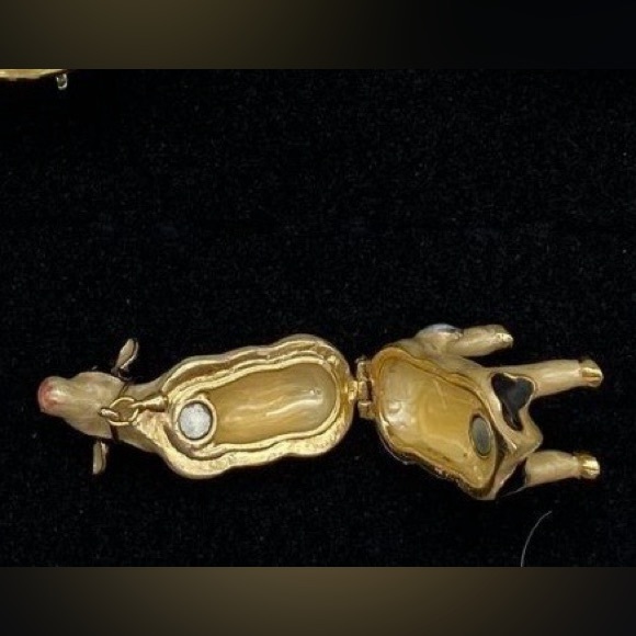 Monet Black and Gold Cow Hinged Trinket Box - Picture 2 of 4